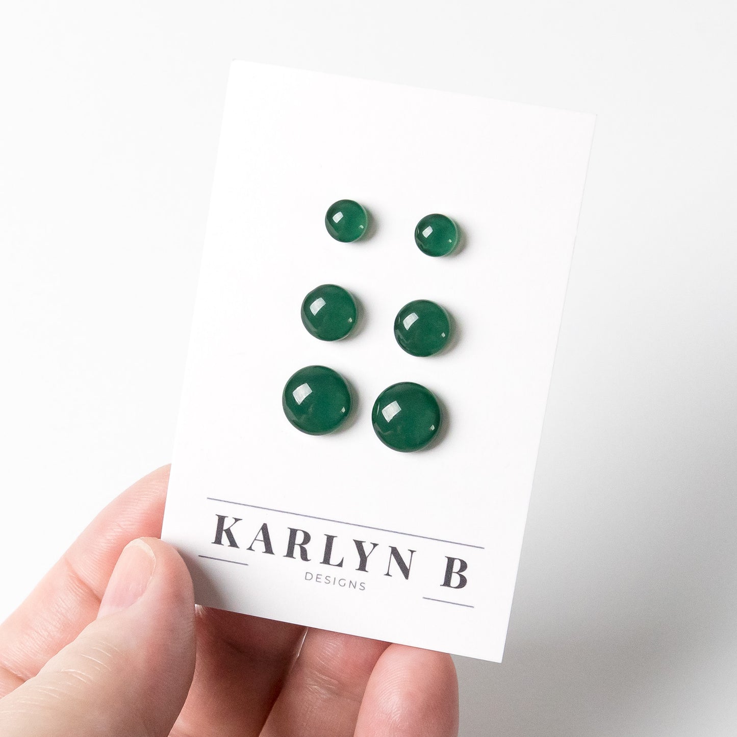 Color Dot Stud Earrings in Dark Green