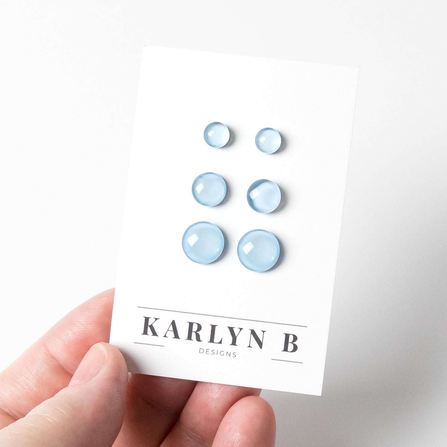 Color Dot Stud Earrings in Light Blue