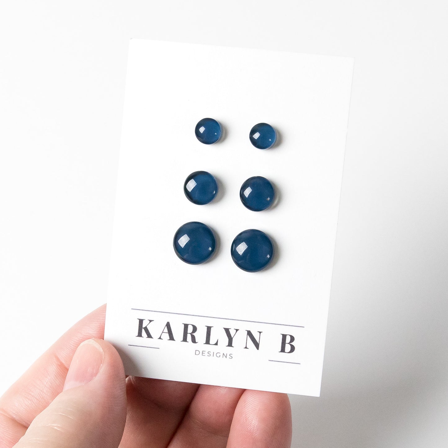 Color Dot Stud Earrings in Dark Blue