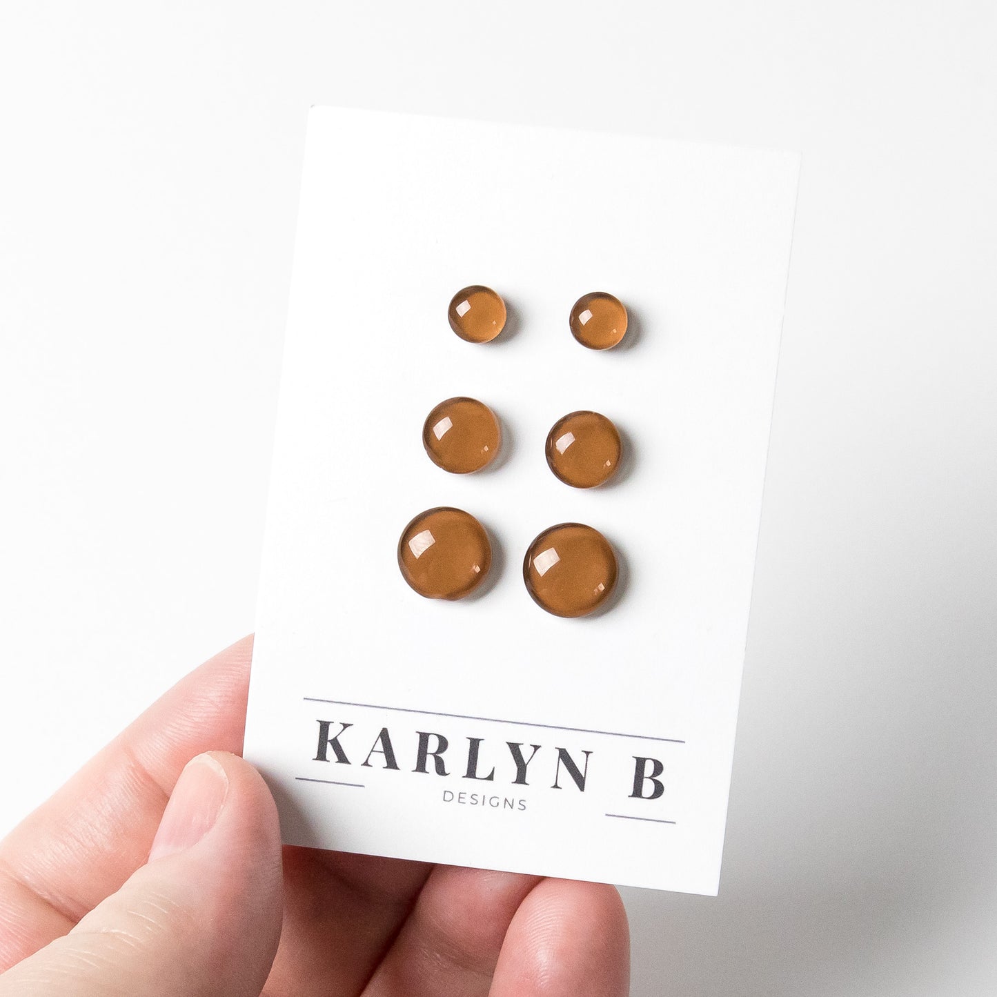 Color Dot Stud Earrings in Brown