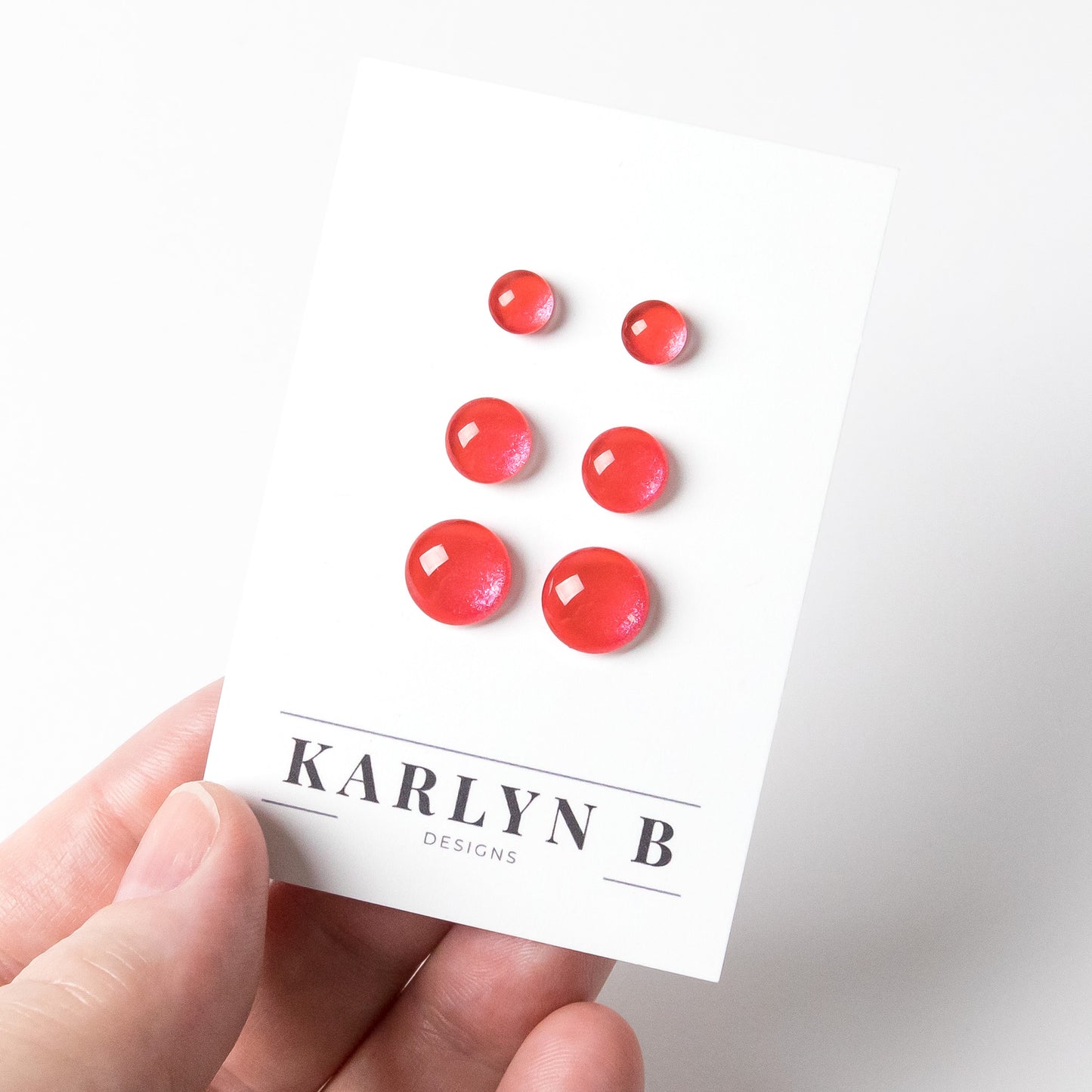 Color Dot Stud Earrings in Red Shimmer