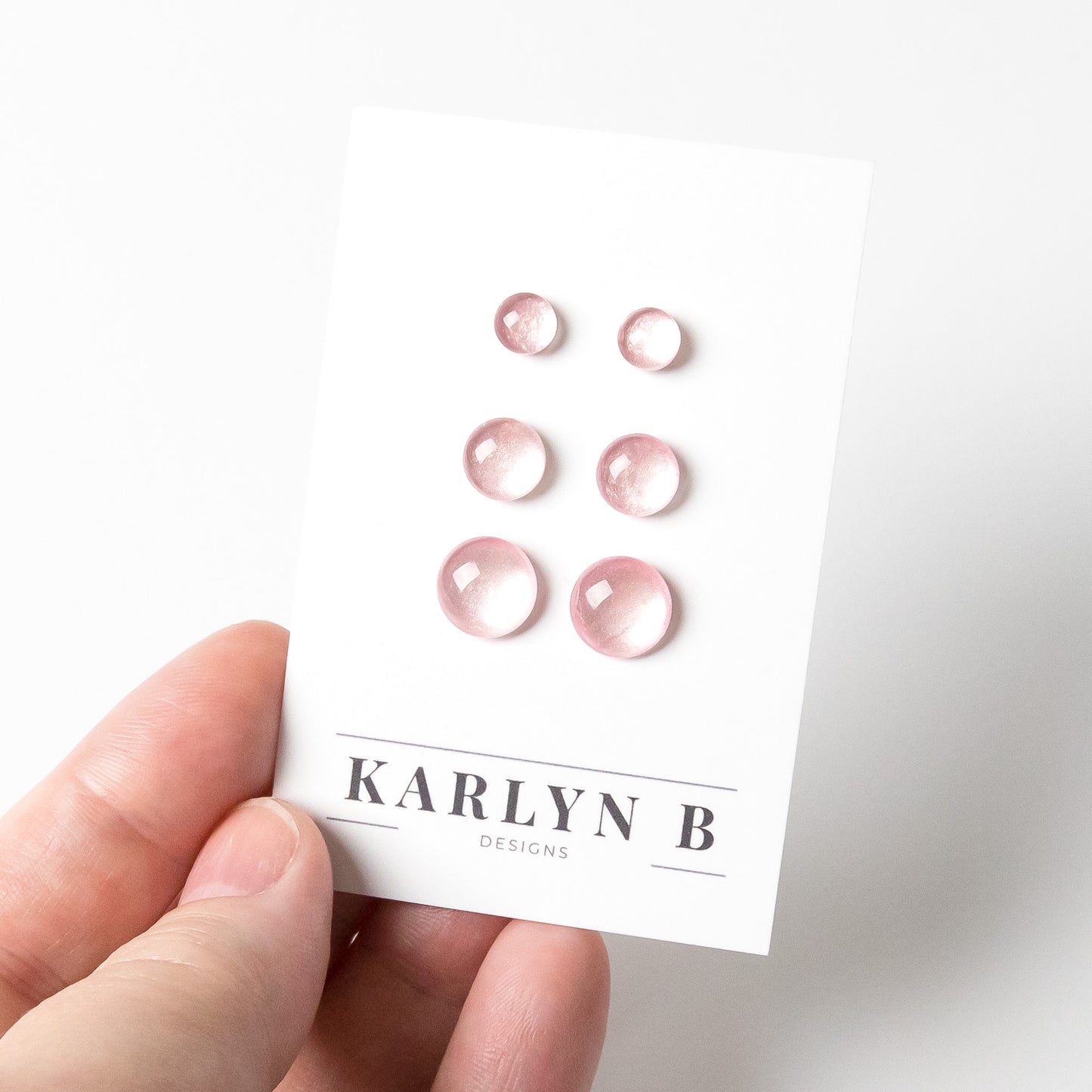 Color Dot Stud Earrings in Pink Shimmer