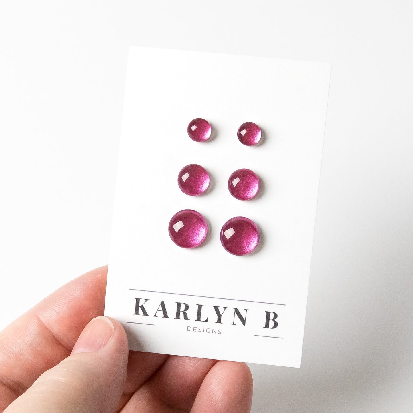 Color Dot Stud Earrings in Magenta Shimmer