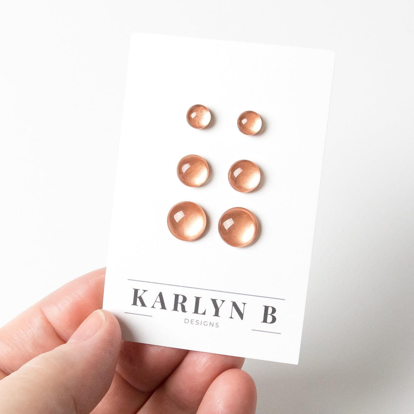 Color Dot Stud Earrings in Rose Gold Shimmer