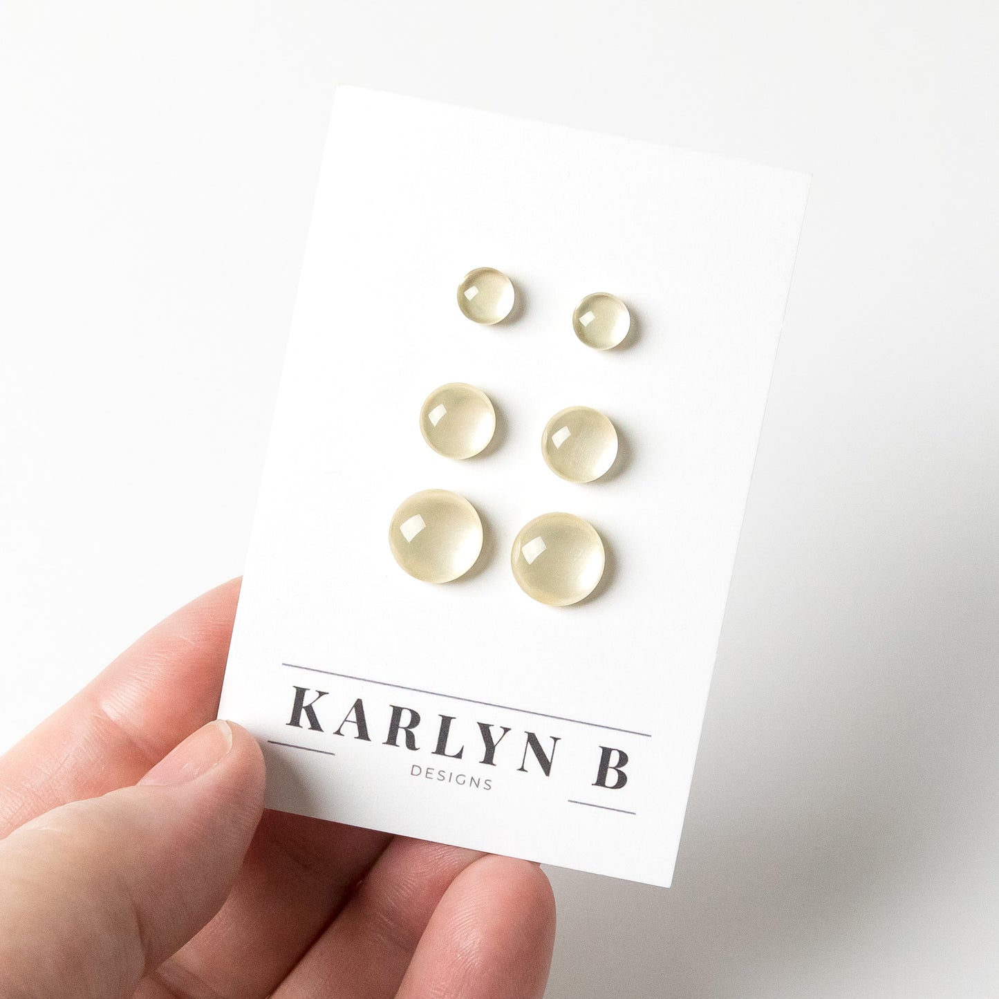 Color Dot Stud Earrings in Pearl White Shimmer