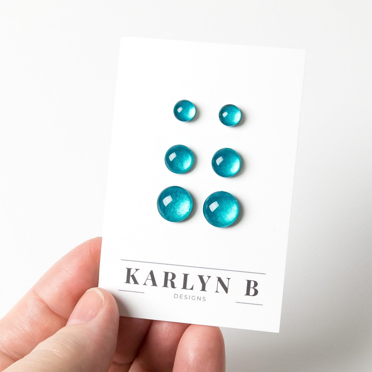 Color Dot Stud Earrings in Teal Shimmer