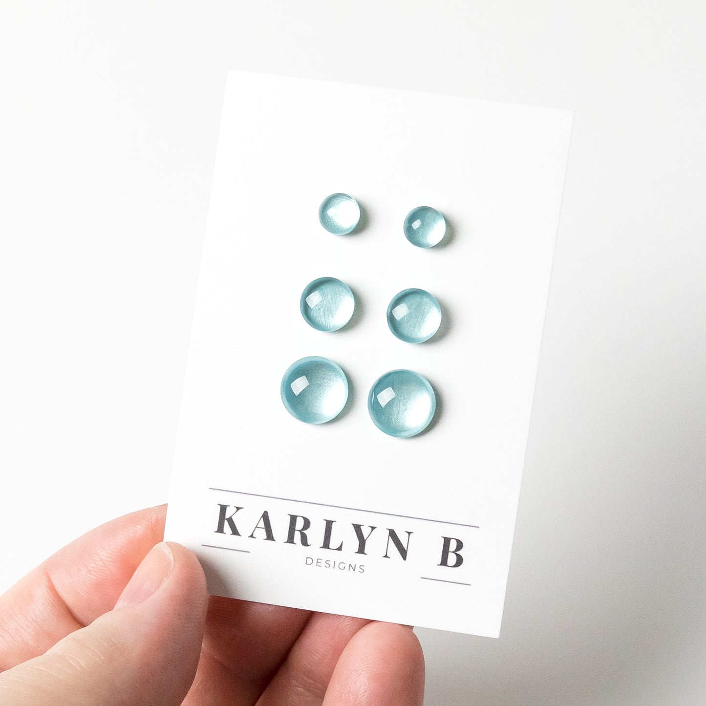 Color Dot Stud Earrings in Light Blue Shimmer