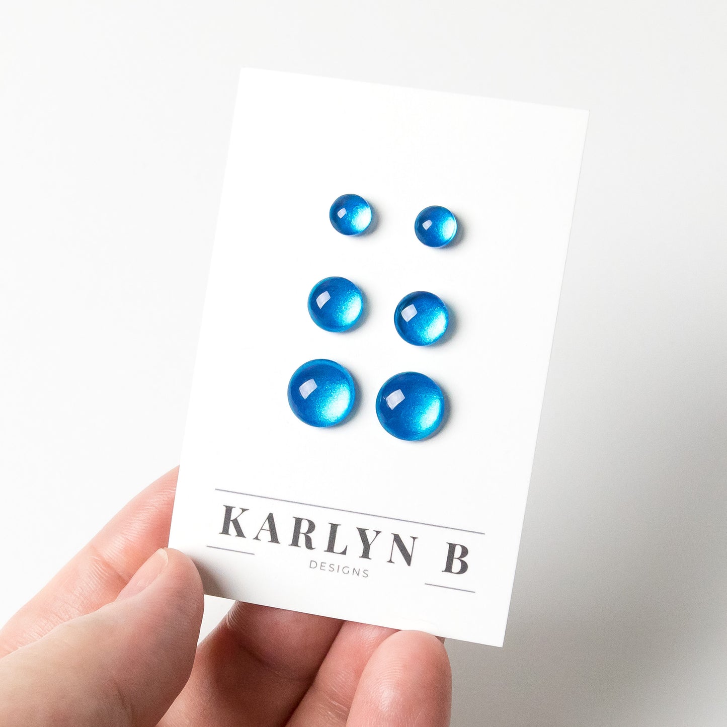 Color Dot Stud Earrings in Sapphire Blue Shimmer