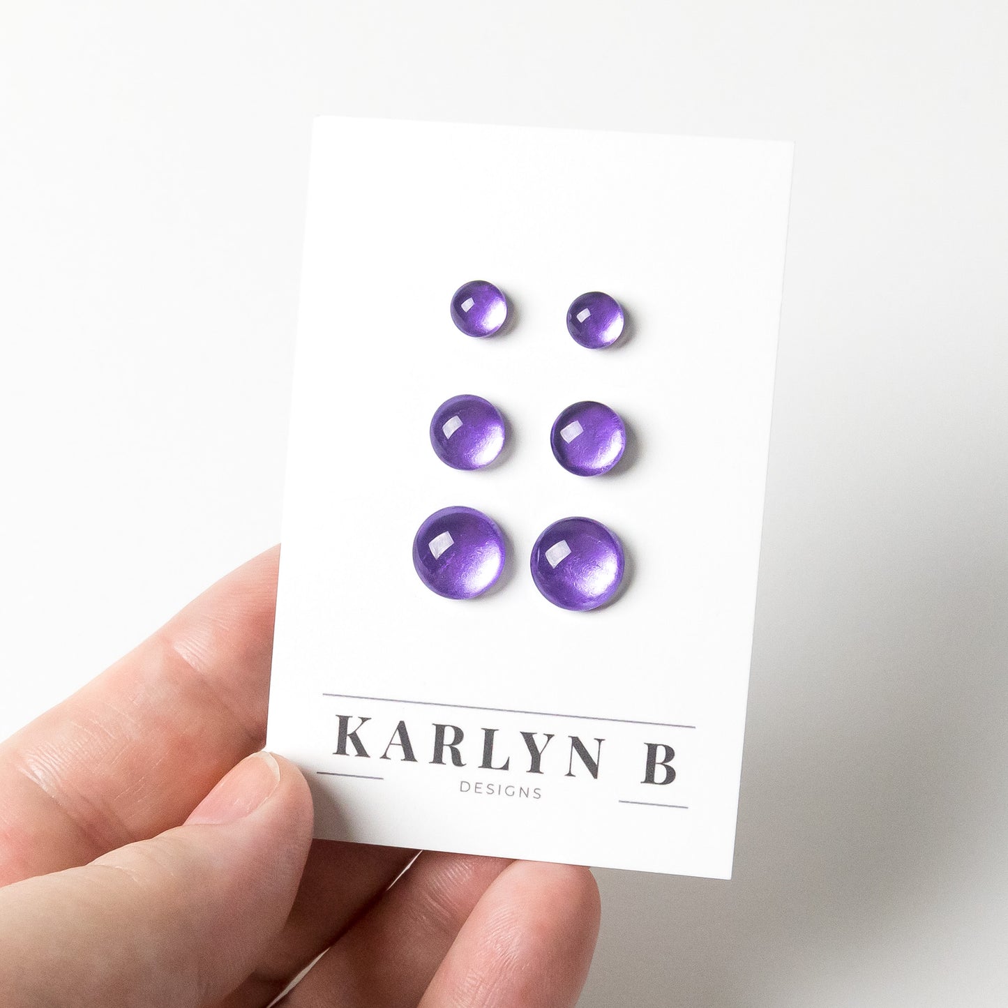 Color Dot Stud Earrings in Purple Shimmer