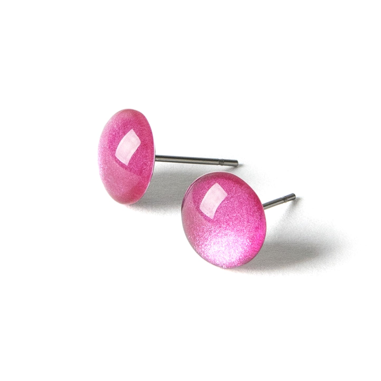 Color Dot Stud Earrings in Magenta Shimmer