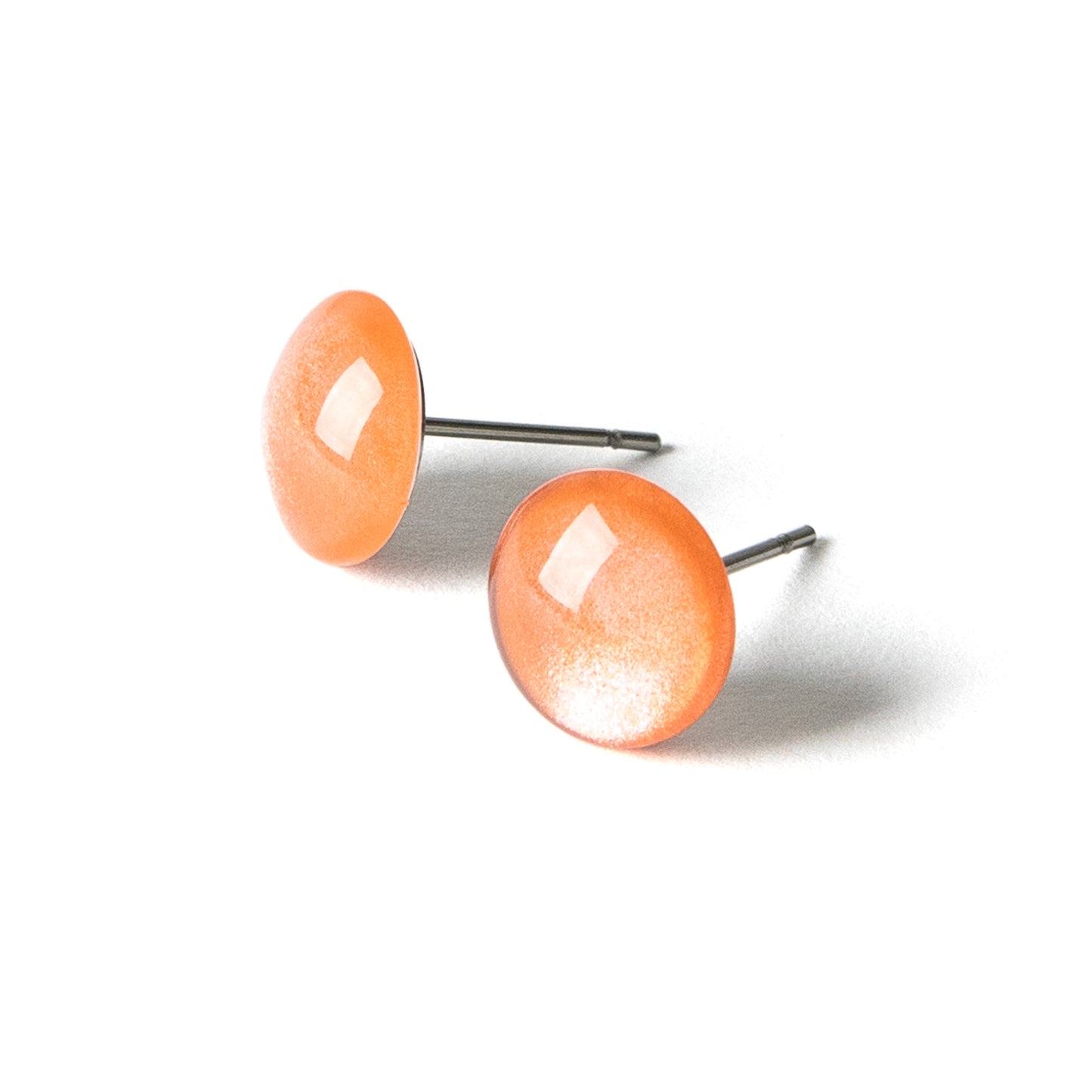 Color Dot Stud Earrings in Orange Shimmer