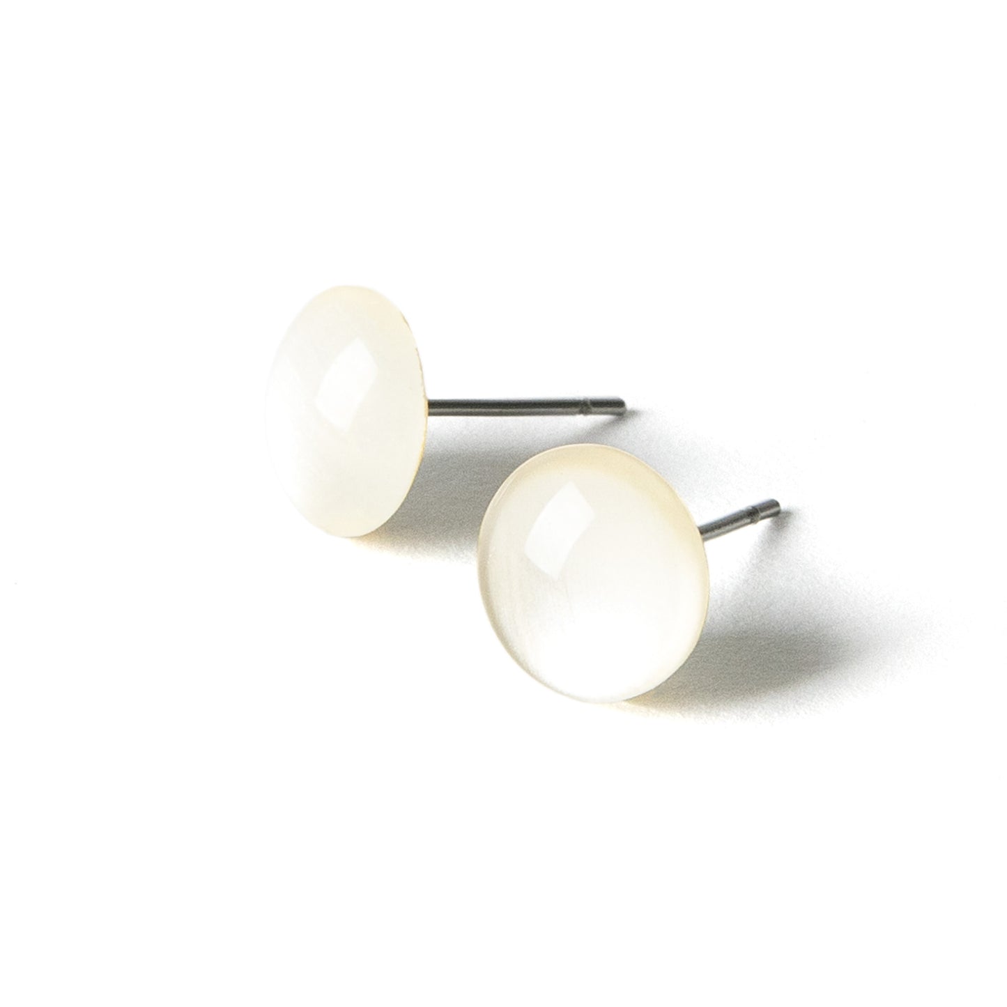 Color Dot Stud Earrings in Pearl White Shimmer