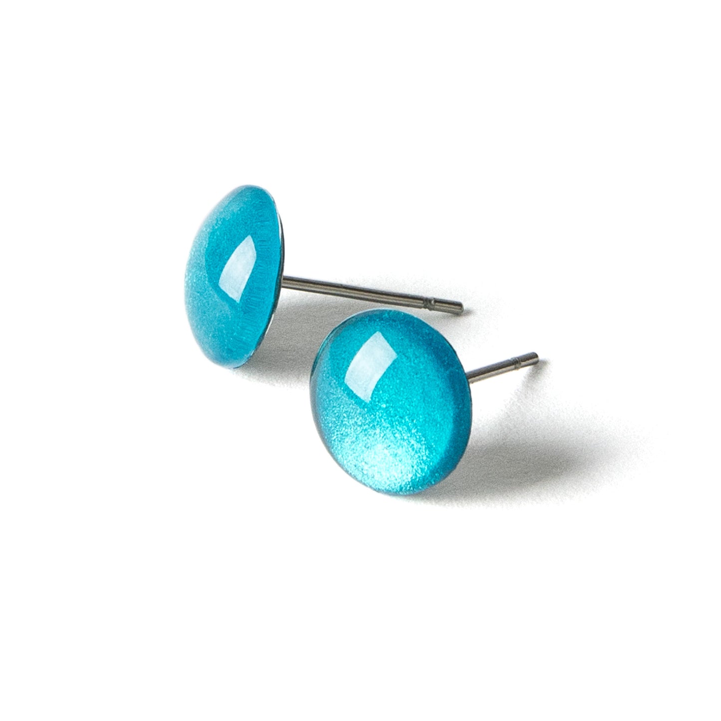 Color Dot Stud Earrings in Teal Shimmer