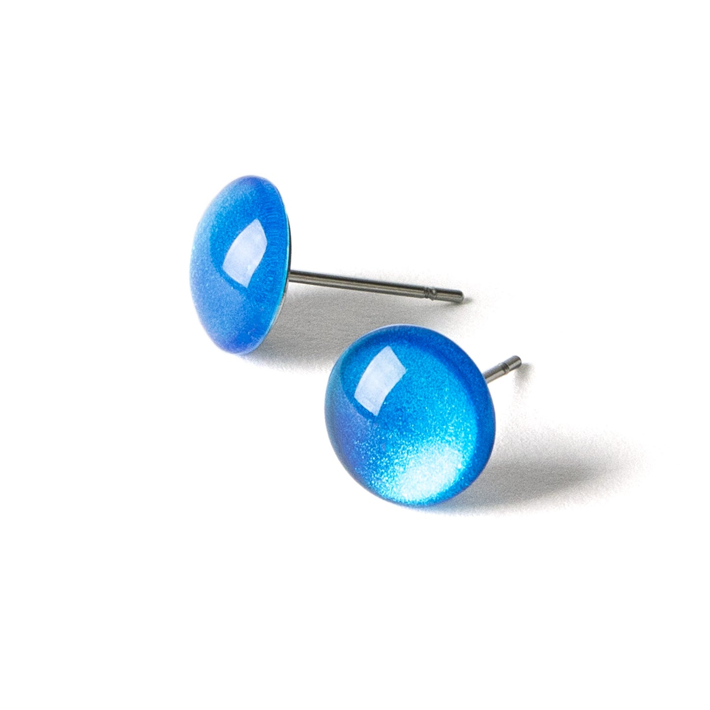 Color Dot Stud Earrings in Sapphire Blue Shimmer