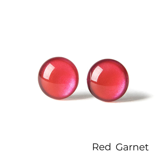 Color Dot Stud Earrings in Red Shimmer