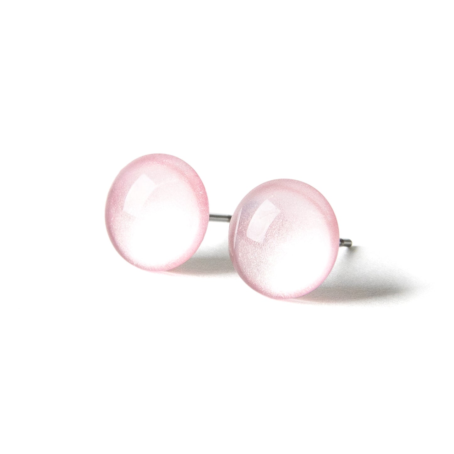 Color Dot Stud Earrings in Pink Shimmer