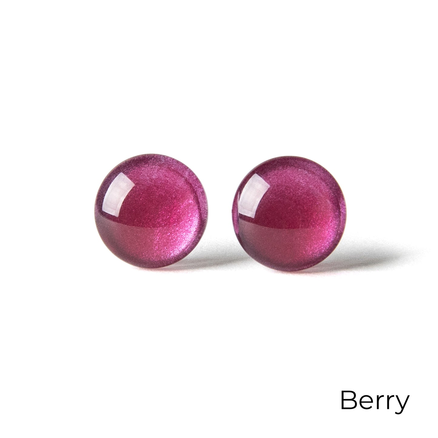 Color Dot Stud Earrings in Magenta Shimmer