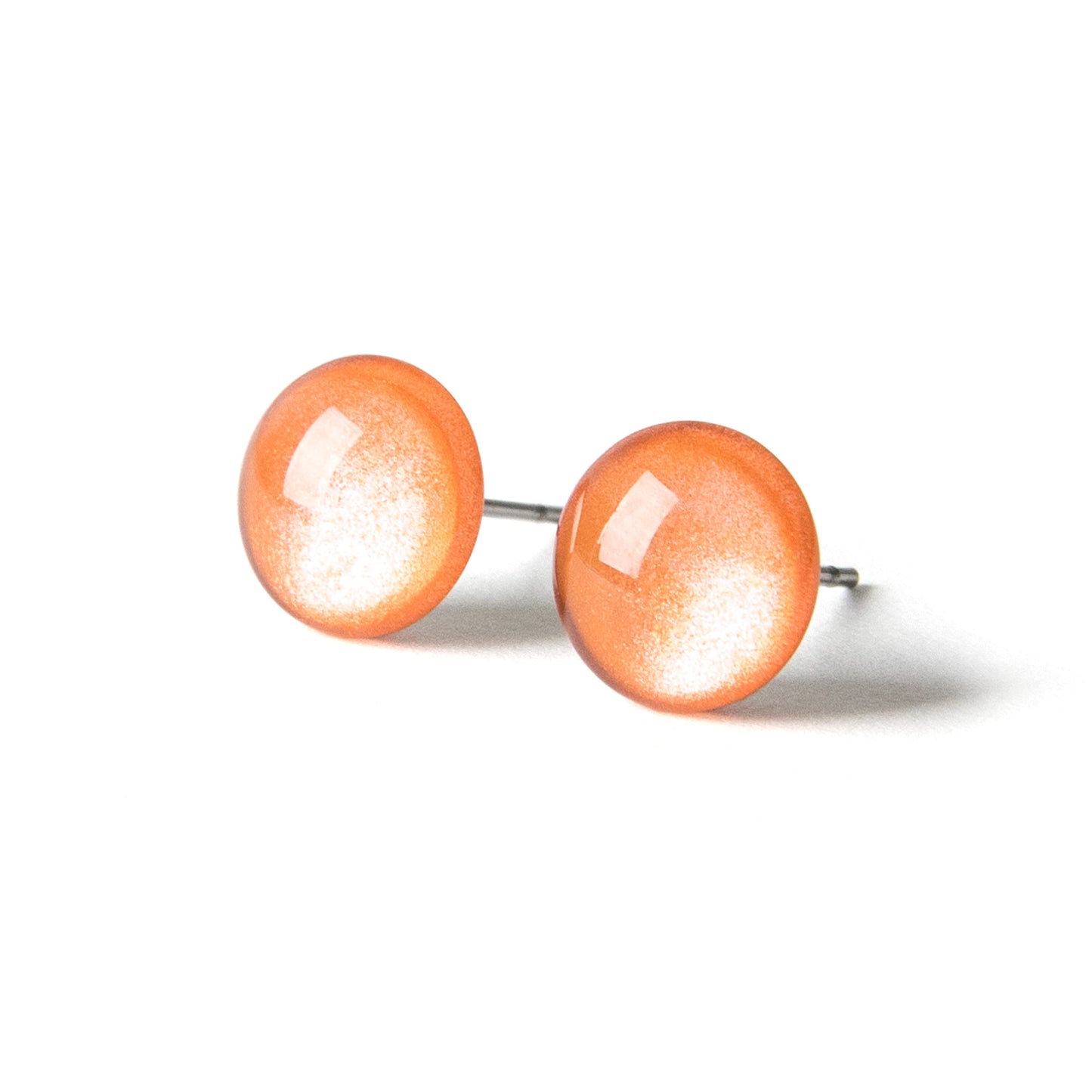 Color Dot Stud Earrings in Orange Shimmer