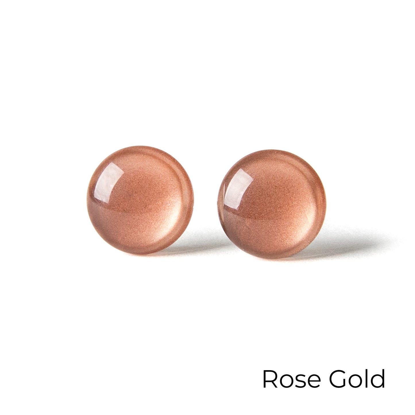 Color Dot Stud Earrings in Rose Gold Shimmer