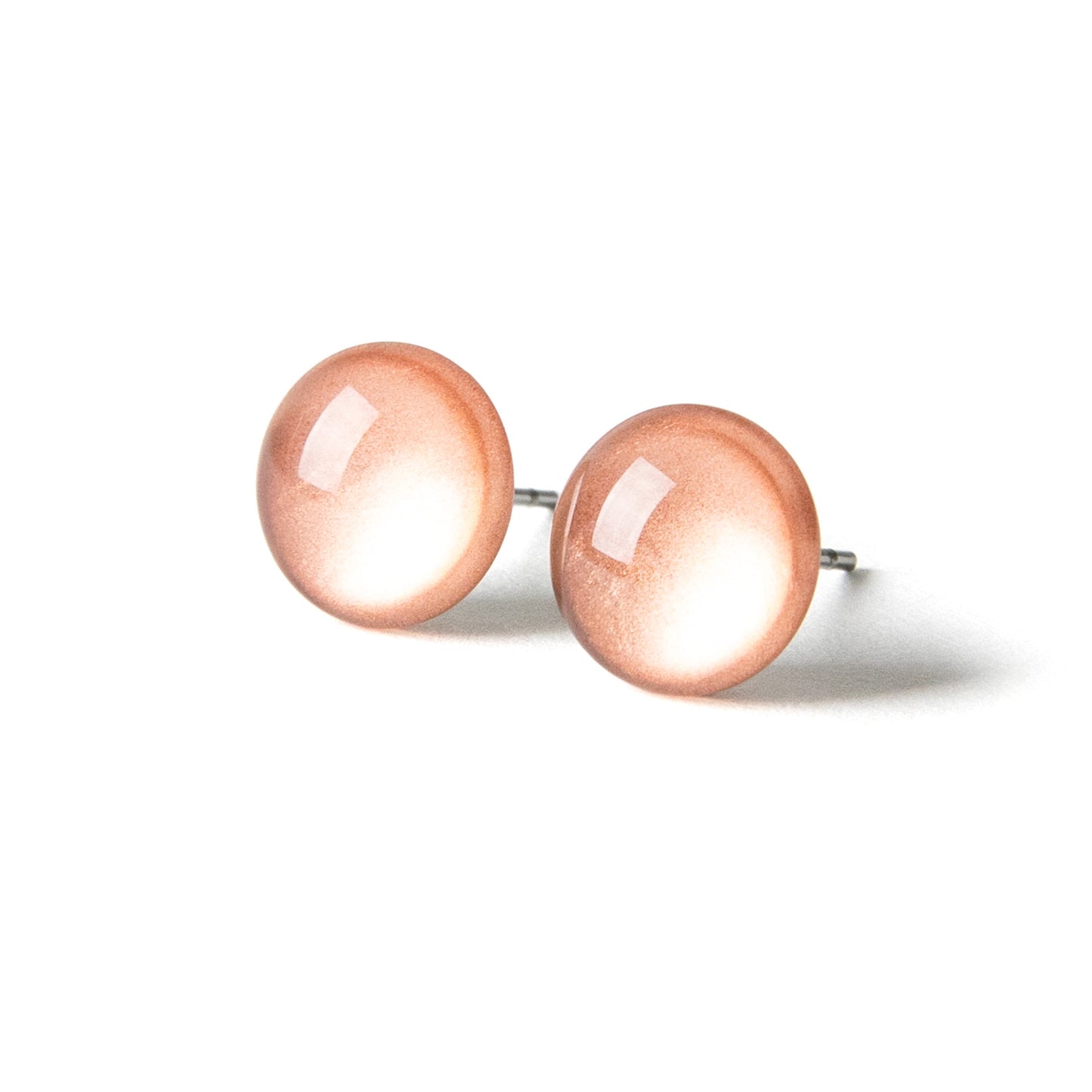 Color Dot Stud Earrings in Rose Gold Shimmer