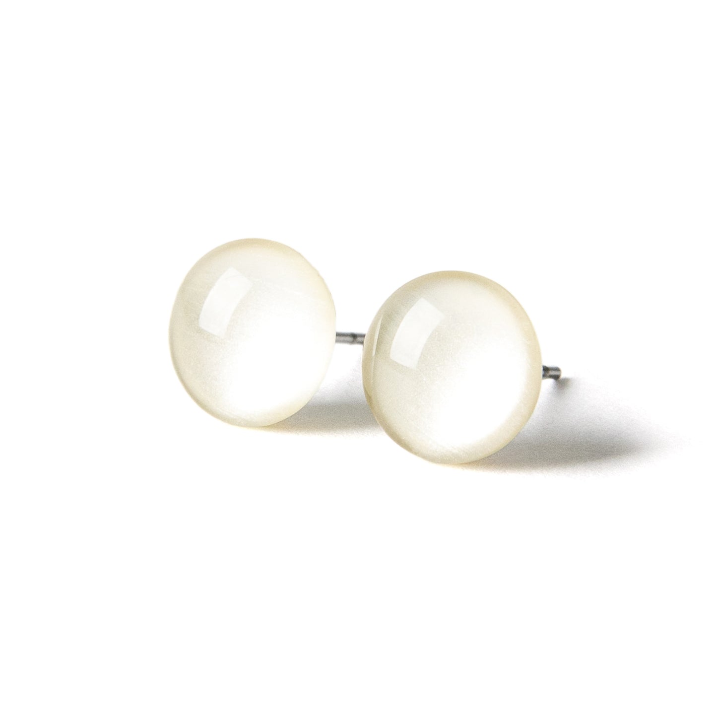 Color Dot Stud Earrings in Pearl White Shimmer