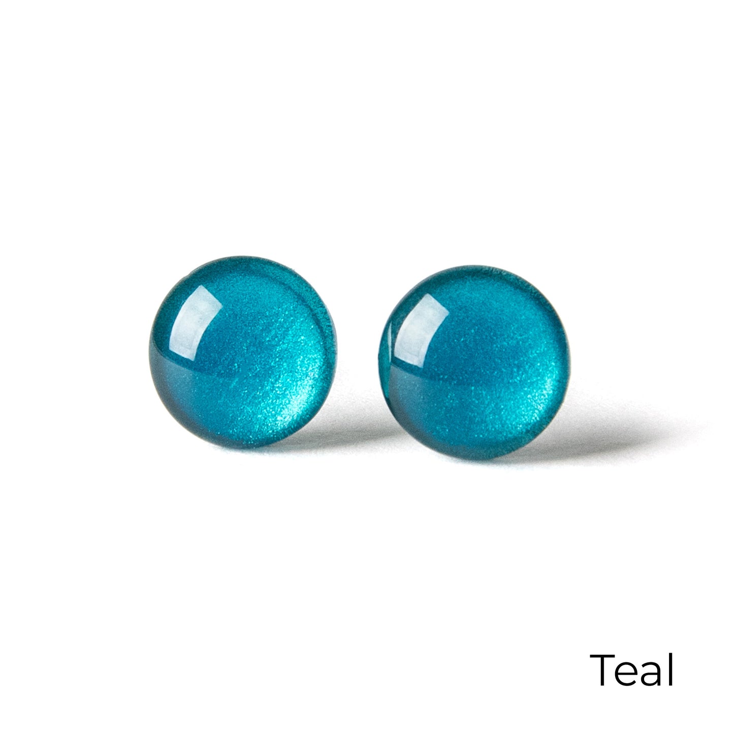 Color Dot Stud Earrings in Teal Shimmer