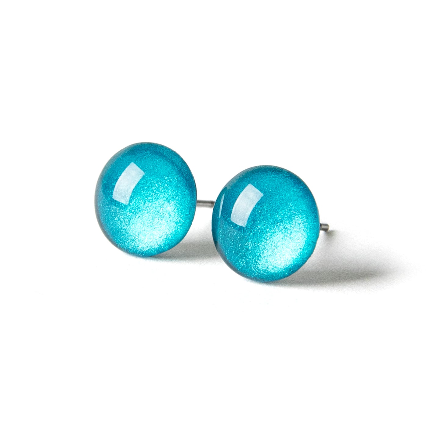 Color Dot Stud Earrings in Teal Shimmer