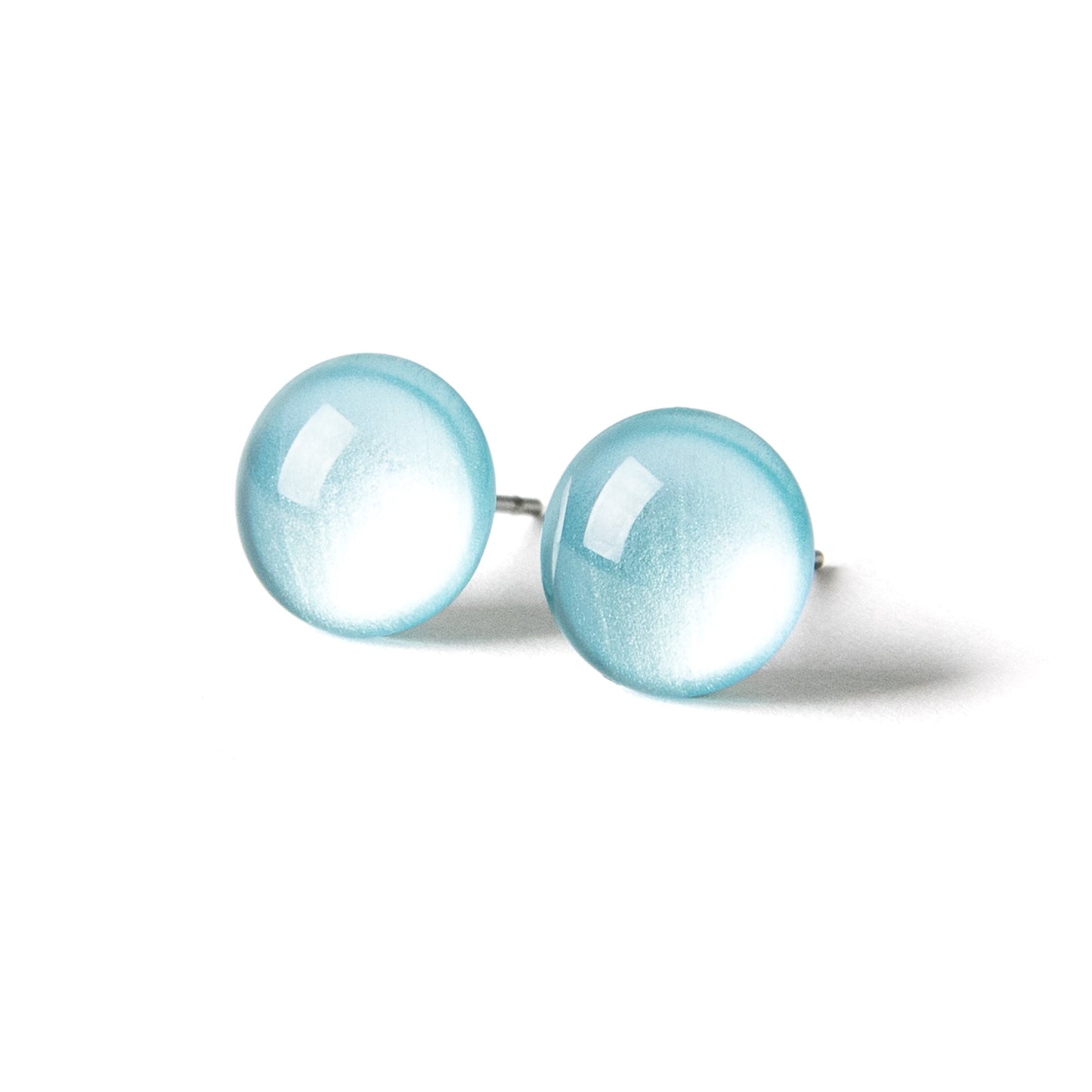 Color Dot Stud Earrings in Light Blue Shimmer