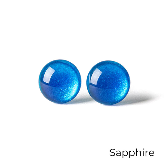 Color Dot Stud Earrings in Sapphire Blue Shimmer