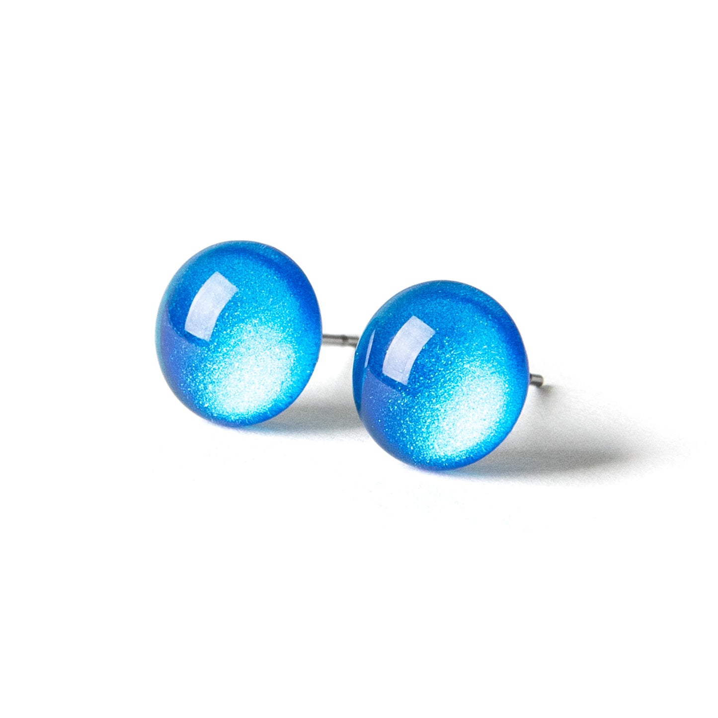 Color Dot Stud Earrings in Sapphire Blue Shimmer