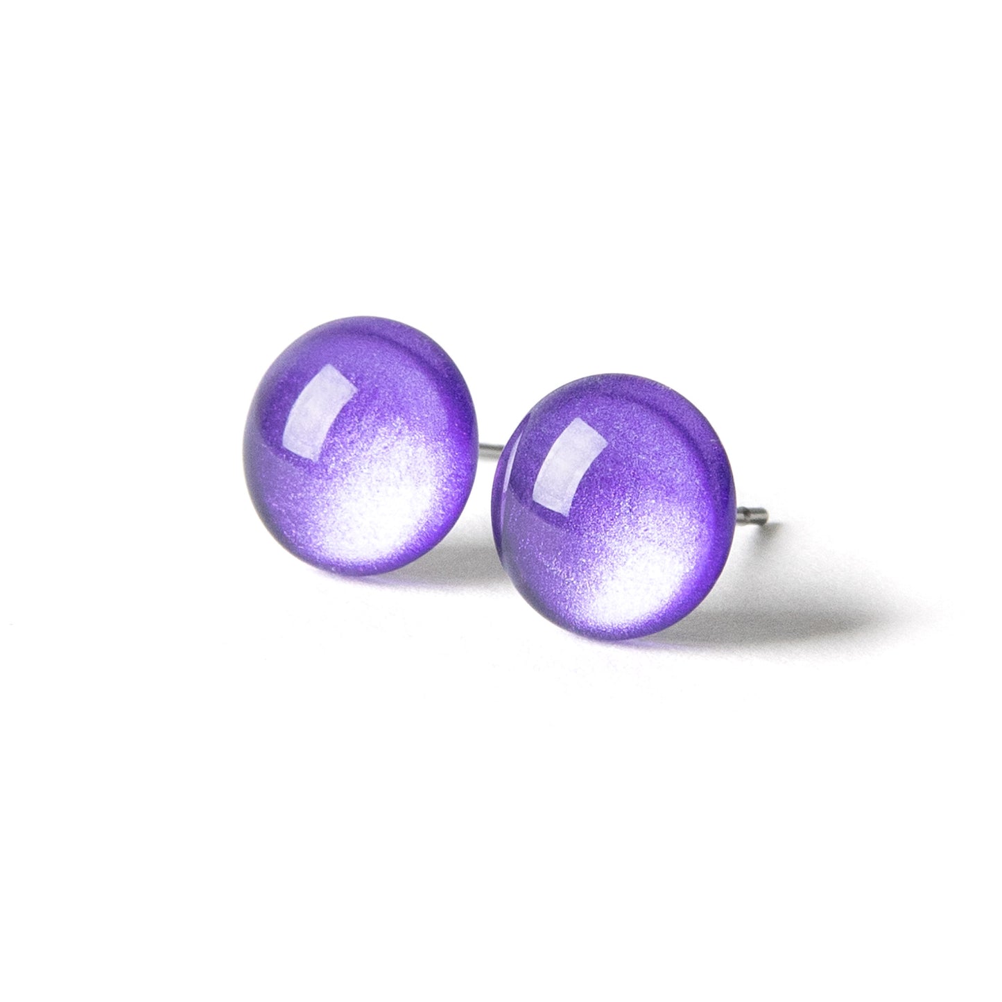 Color Dot Stud Earrings in Purple Shimmer