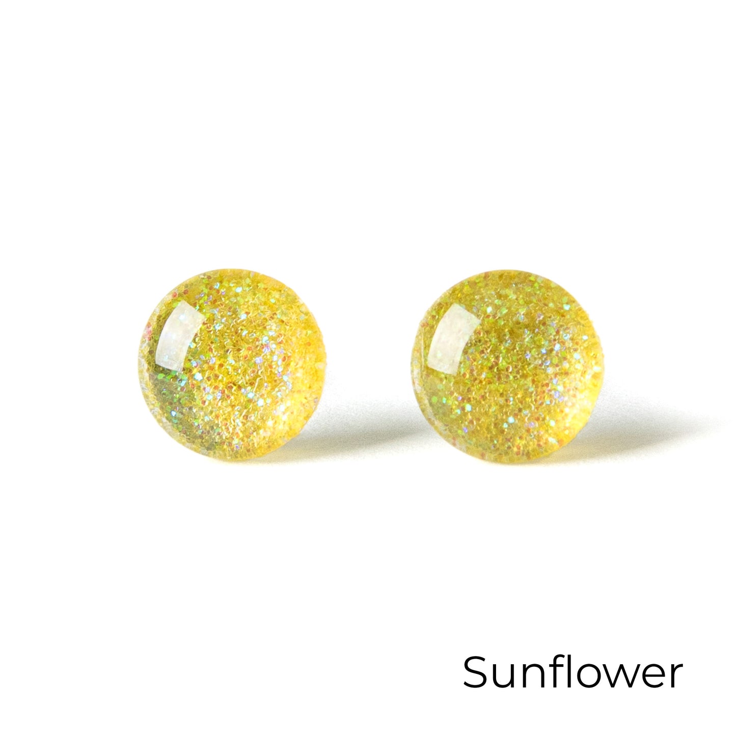 Color Dot Stud Earrings in Yellow Glitter