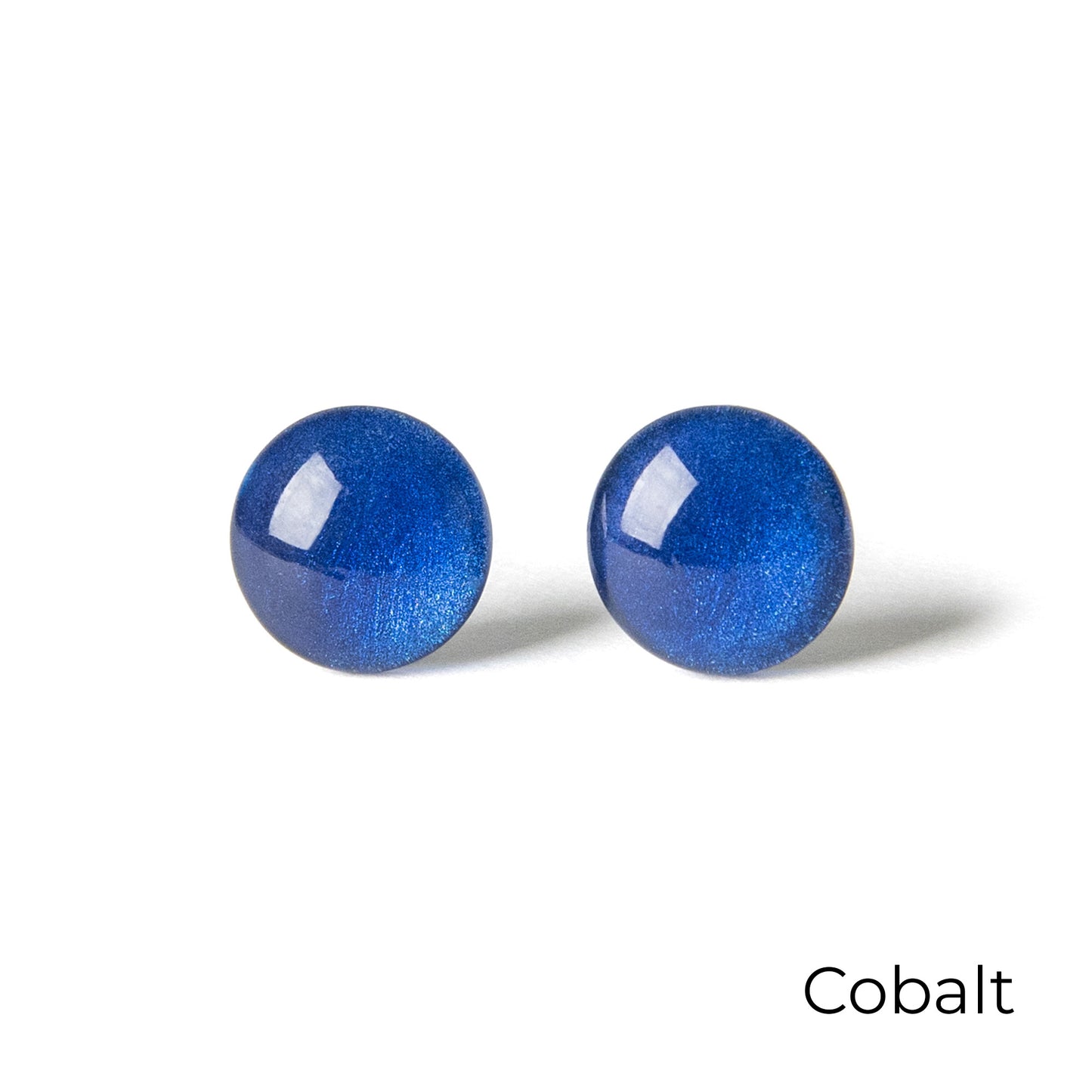 Color Dot Stud Earrings in Dark Blue Shimmer