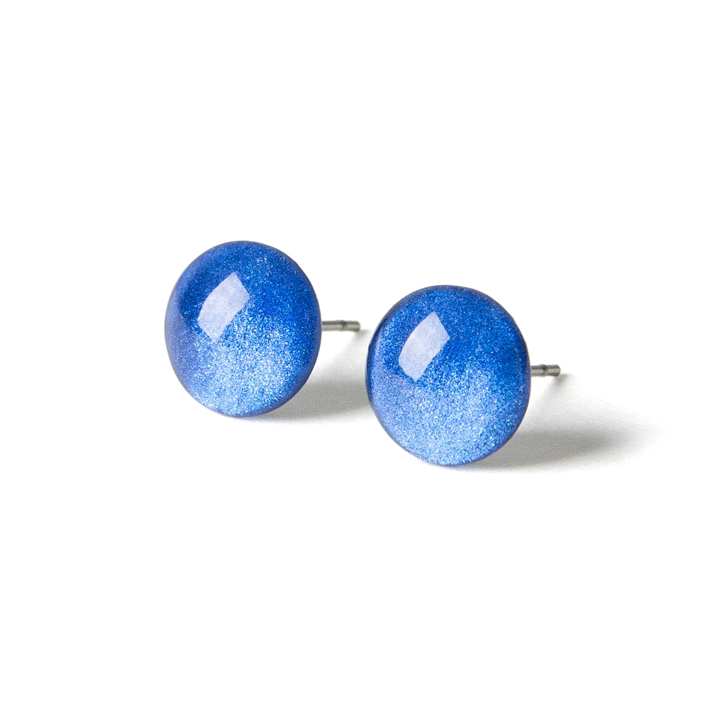 Color Dot Stud Earrings in Dark Blue Shimmer