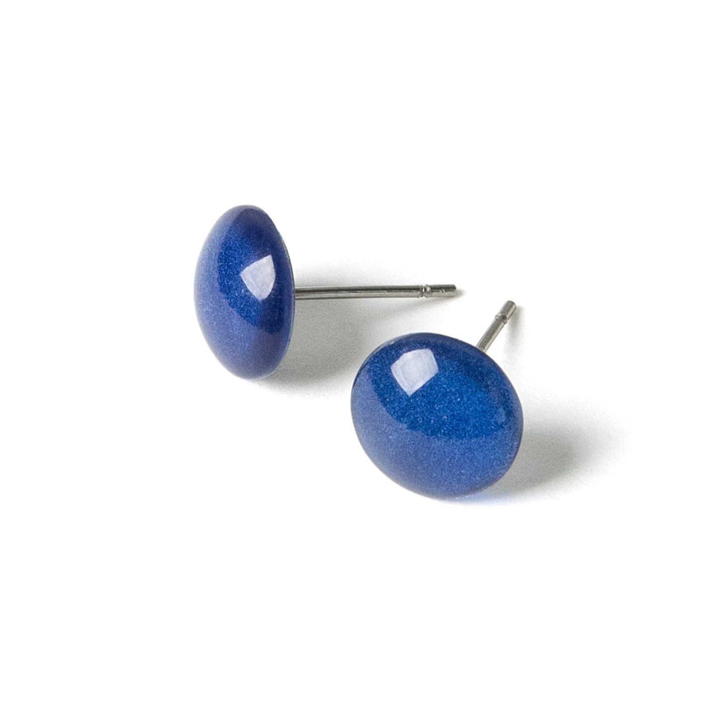 Color Dot Stud Earrings in Dark Blue Shimmer