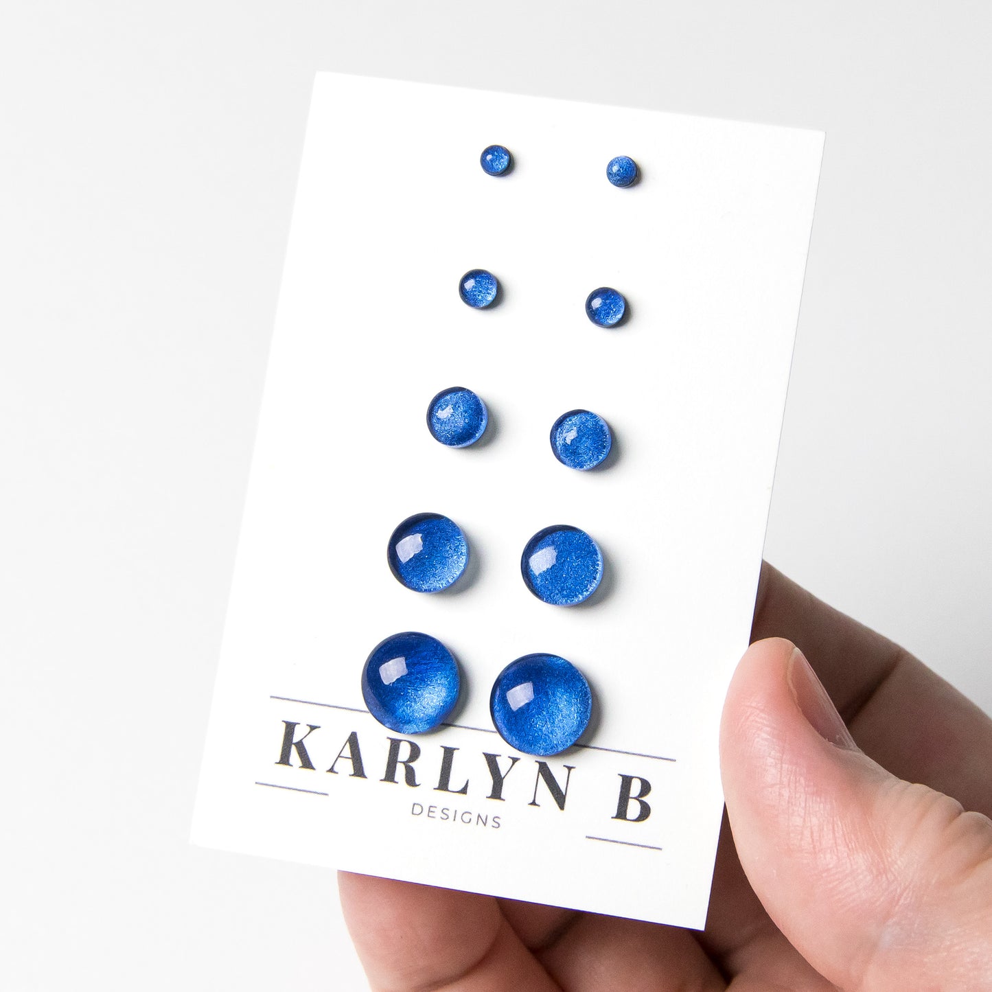 Color Dot Stud Earrings in Dark Blue Shimmer