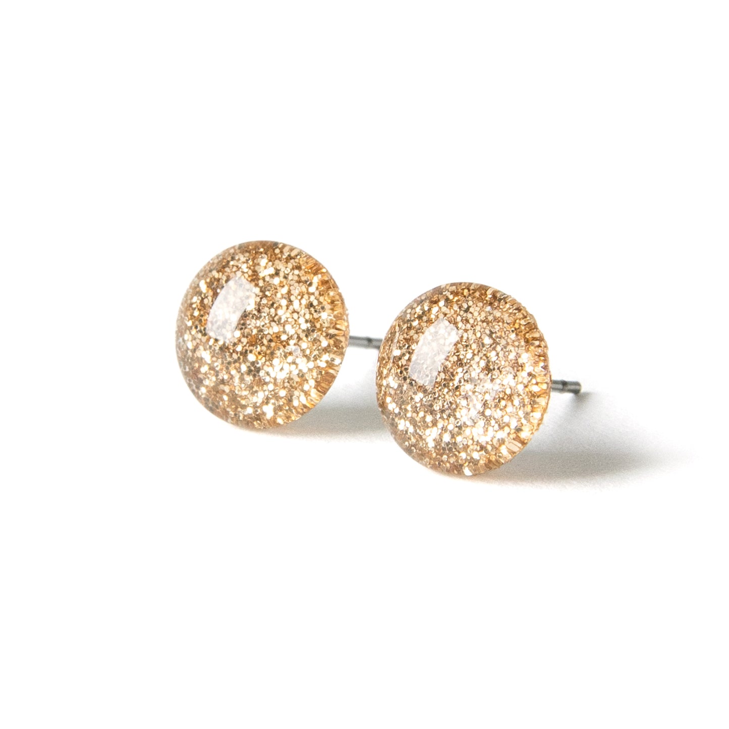 Color Dot Stud Earrings in Gold Glitter