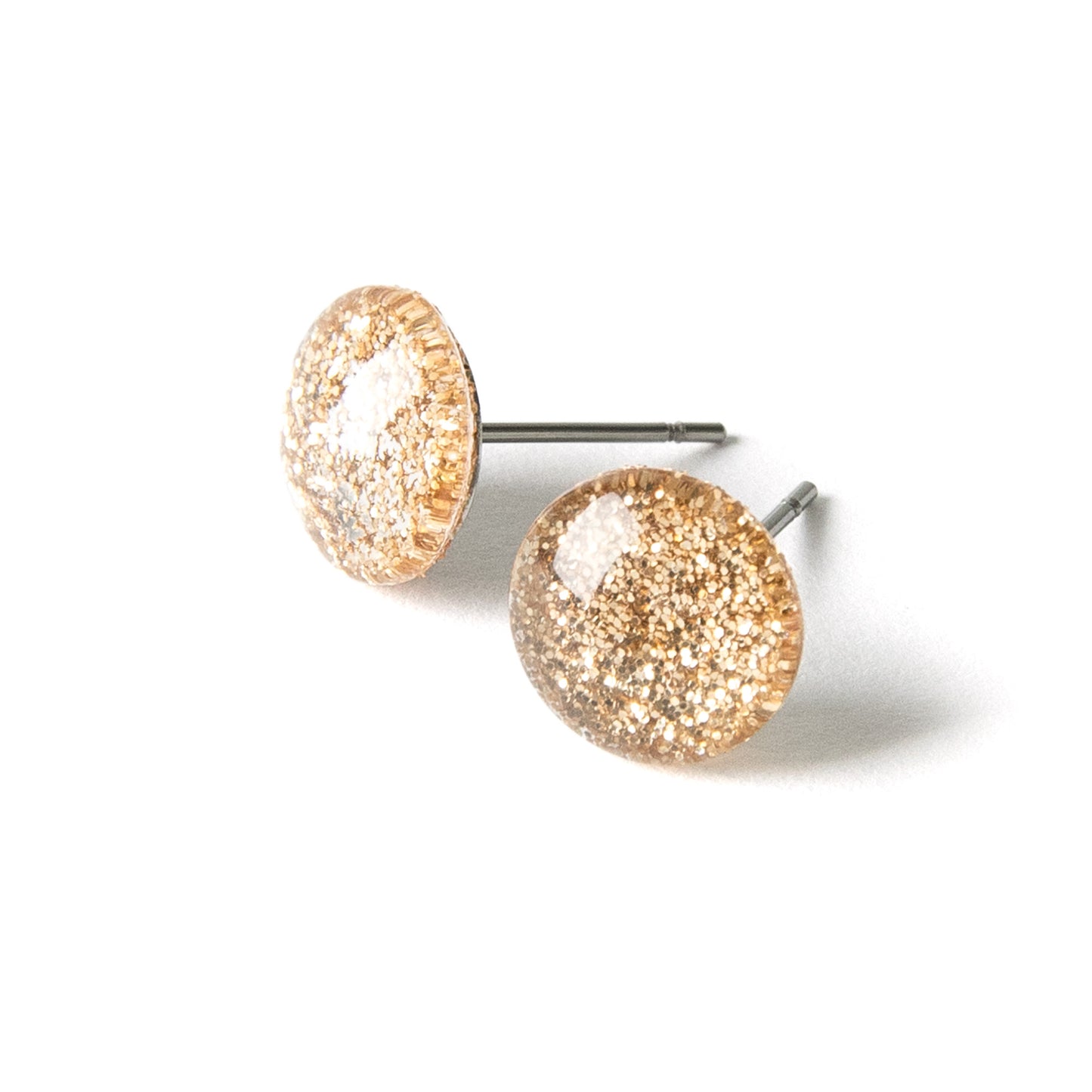 Color Dot Stud Earrings in Gold Glitter