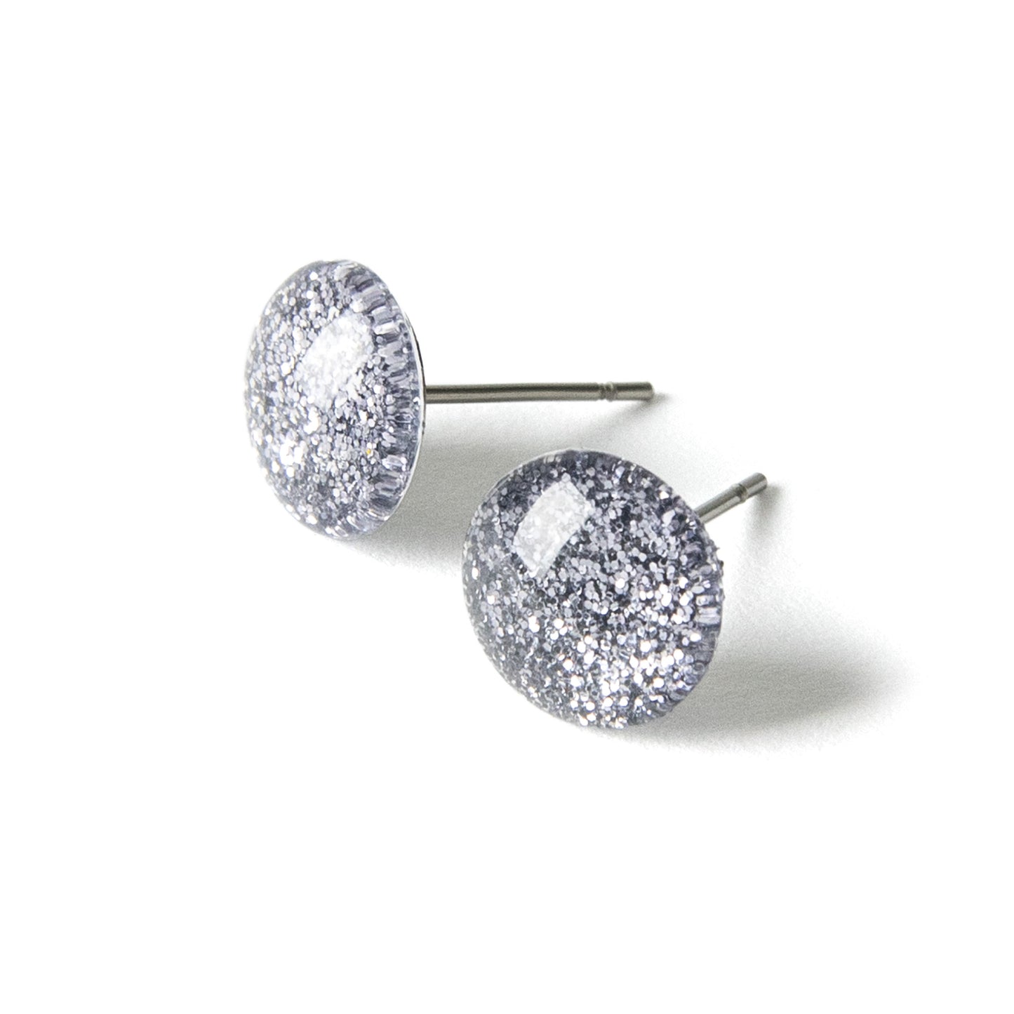 Color Dot Stud Earrings in Gray Glitter