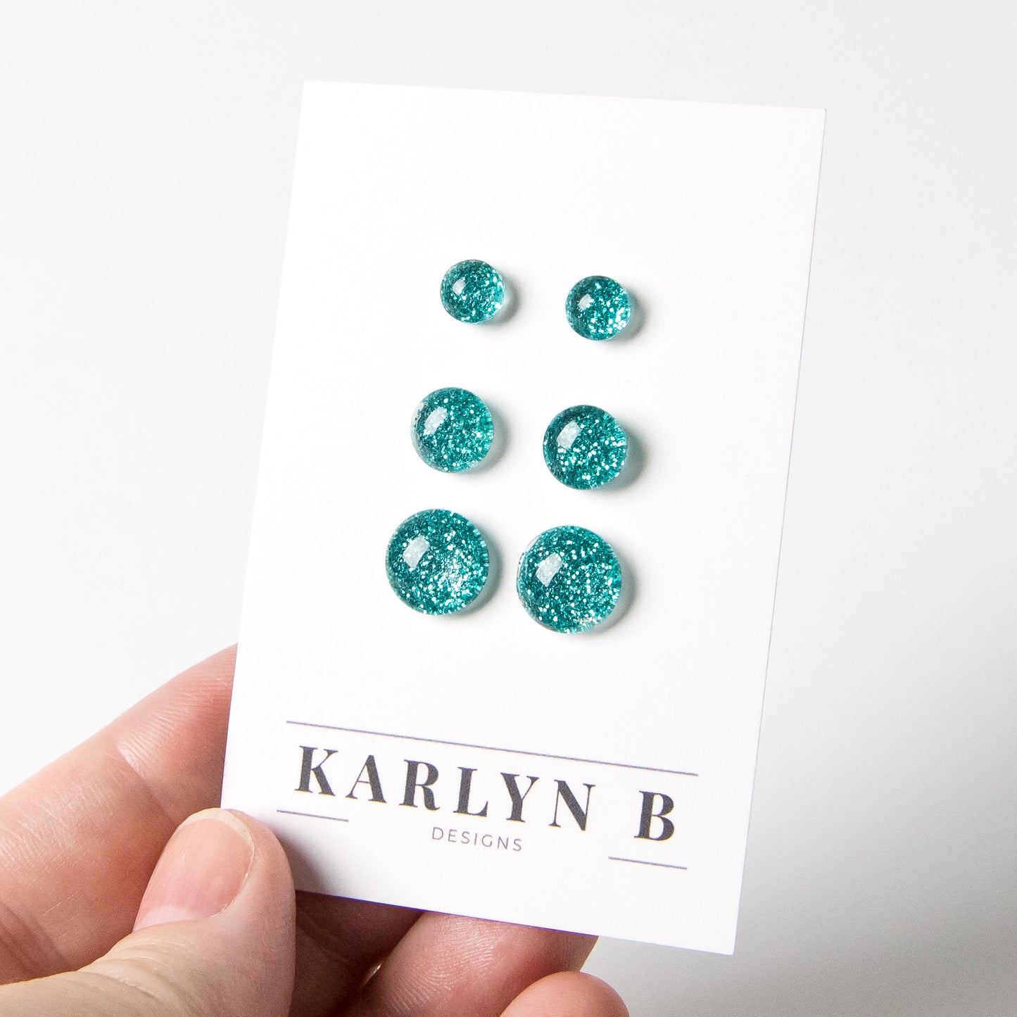 Color Dot Stud Earrings in Blue Glitter