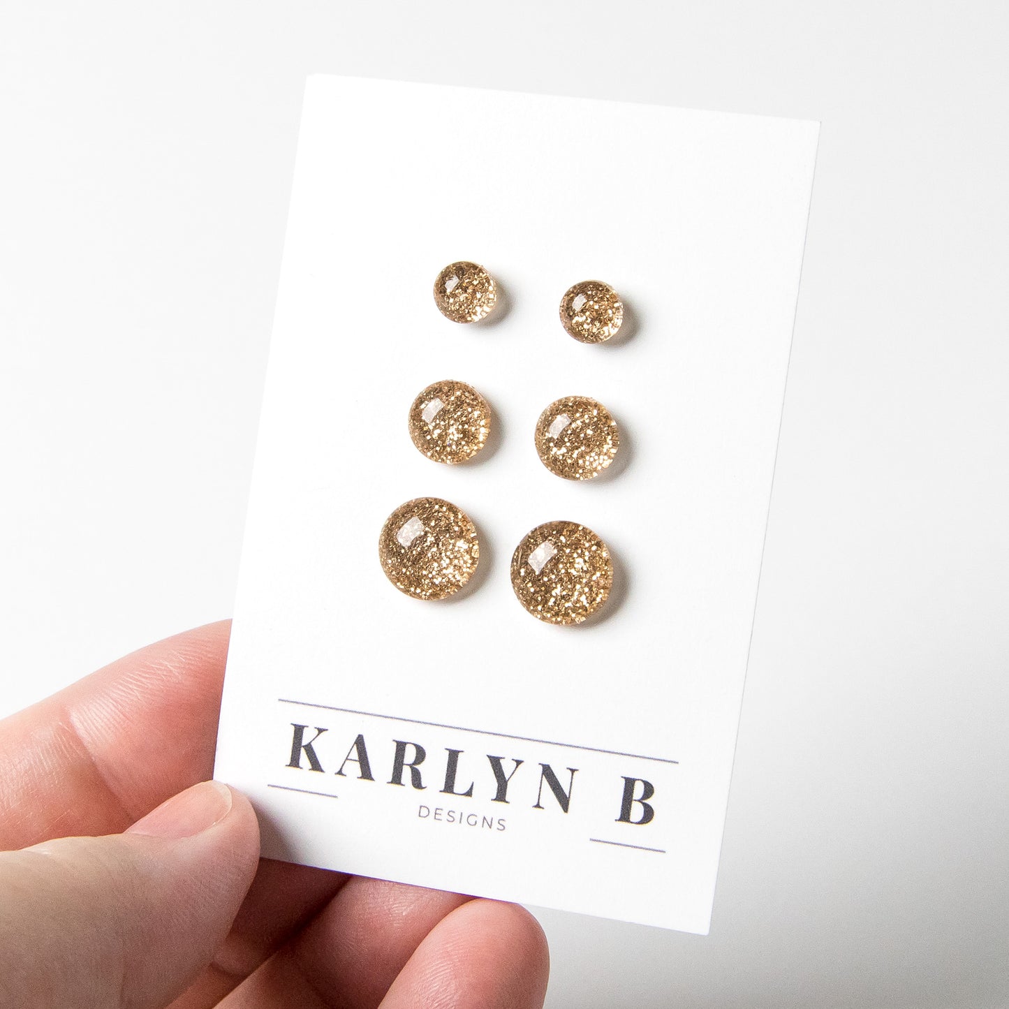 Color Dot Stud Earrings in Gold Glitter