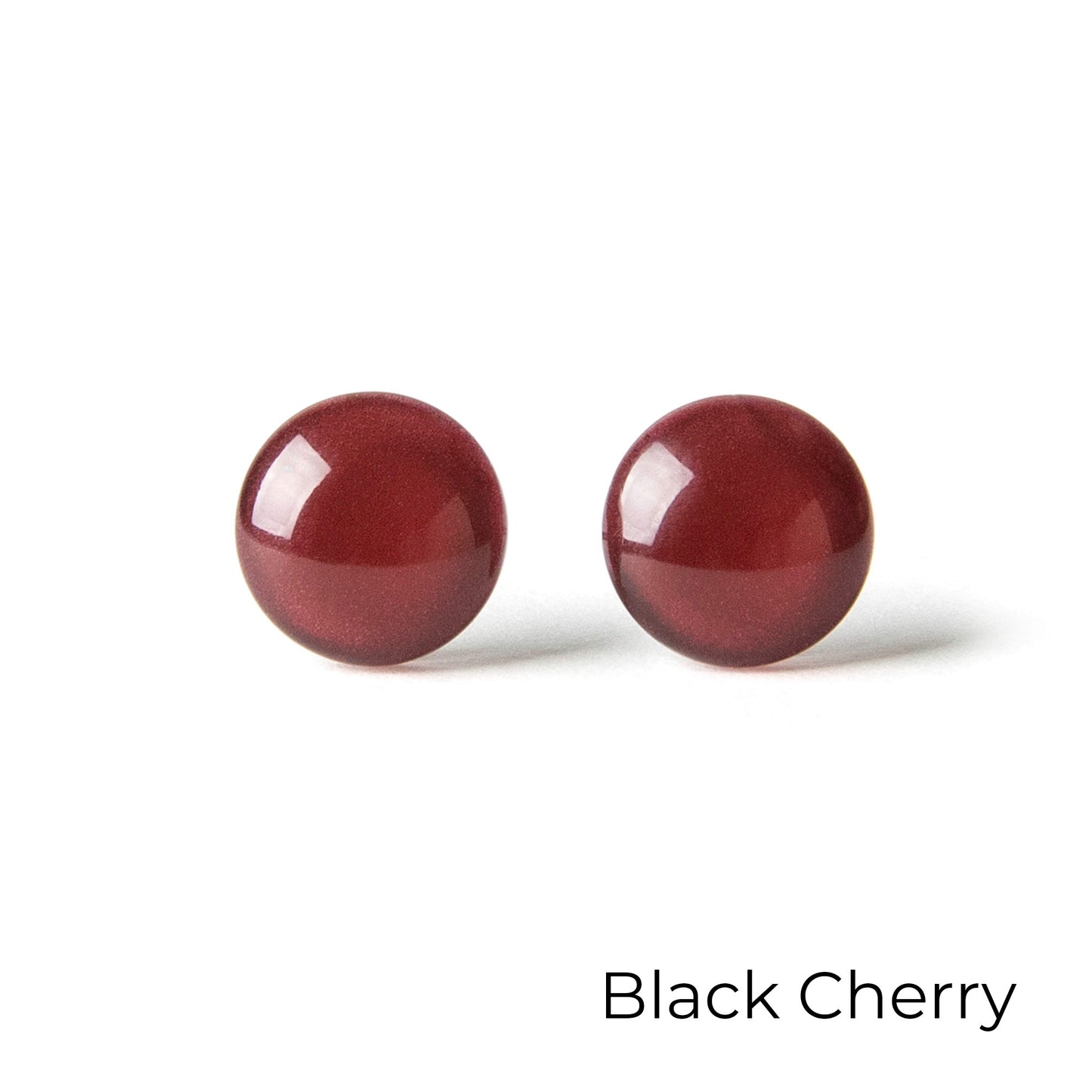 Color Dot Stud Earrings in Dark Red