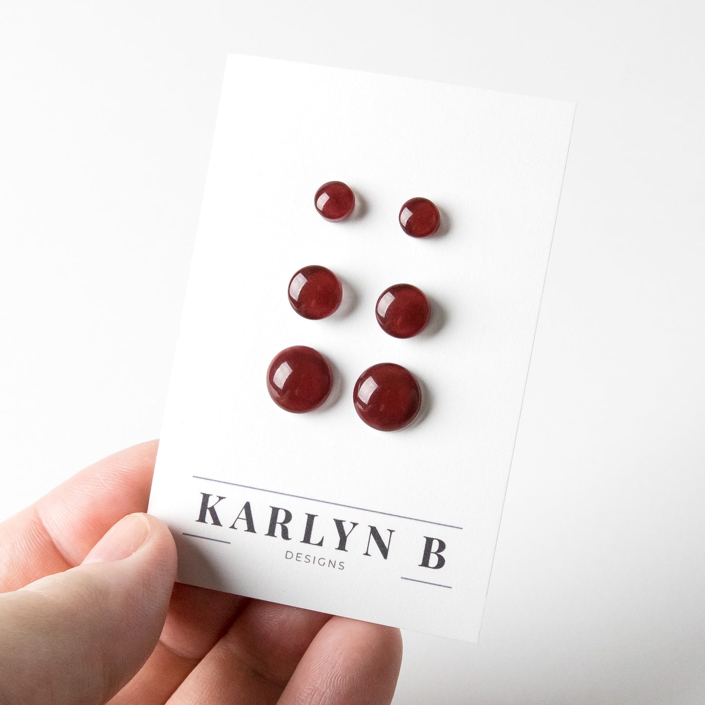 Color Dot Stud Earrings in Dark Red