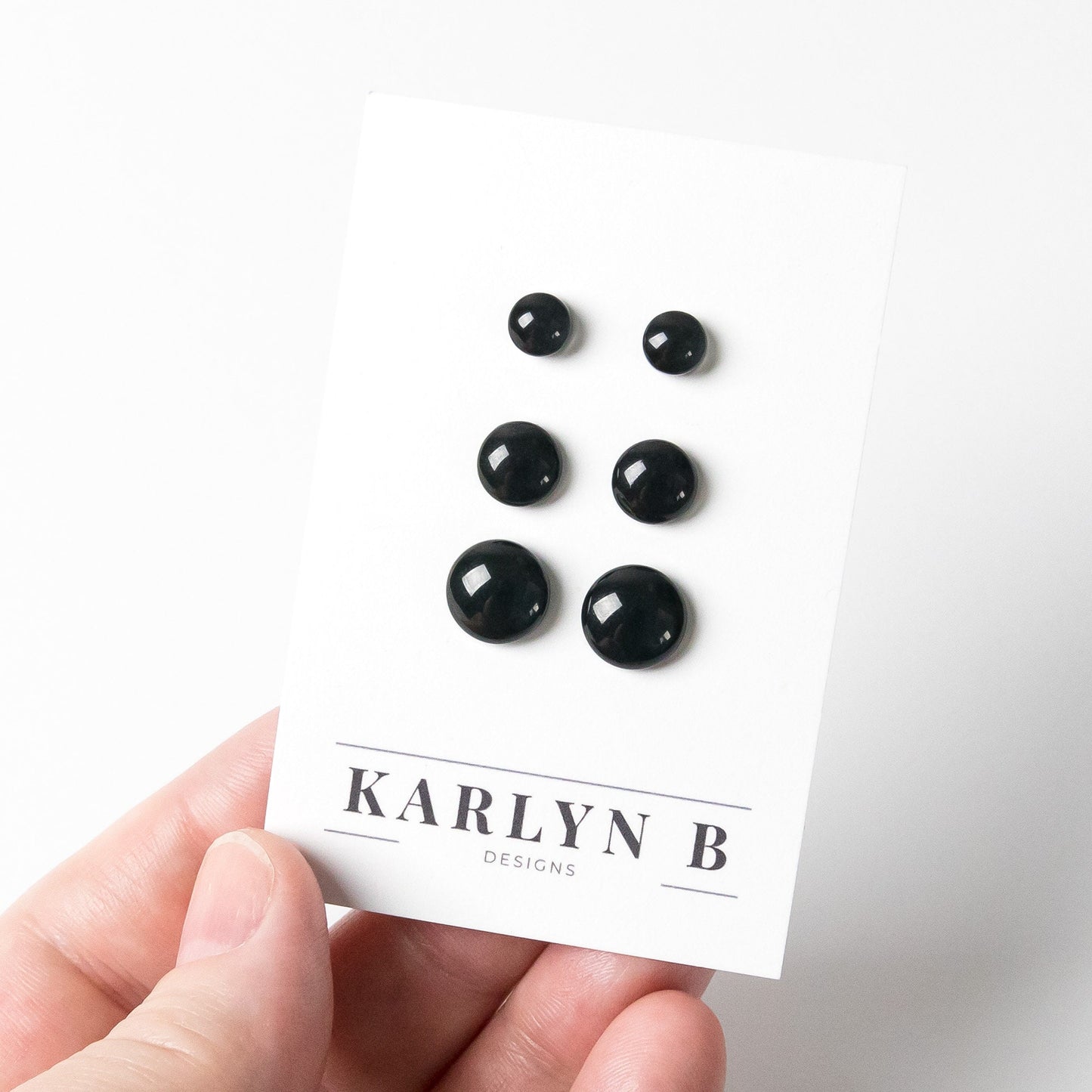 Color Dot Stud Earrings in Black